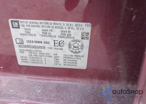 2014 Chevrolet Silverado 1500 1Lt/2Lt from USA, damaged, VIN 3GCUKREC0EG308078